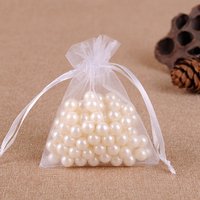 Poches de rangement en organza pour bijoux, sacs à cordon blancs