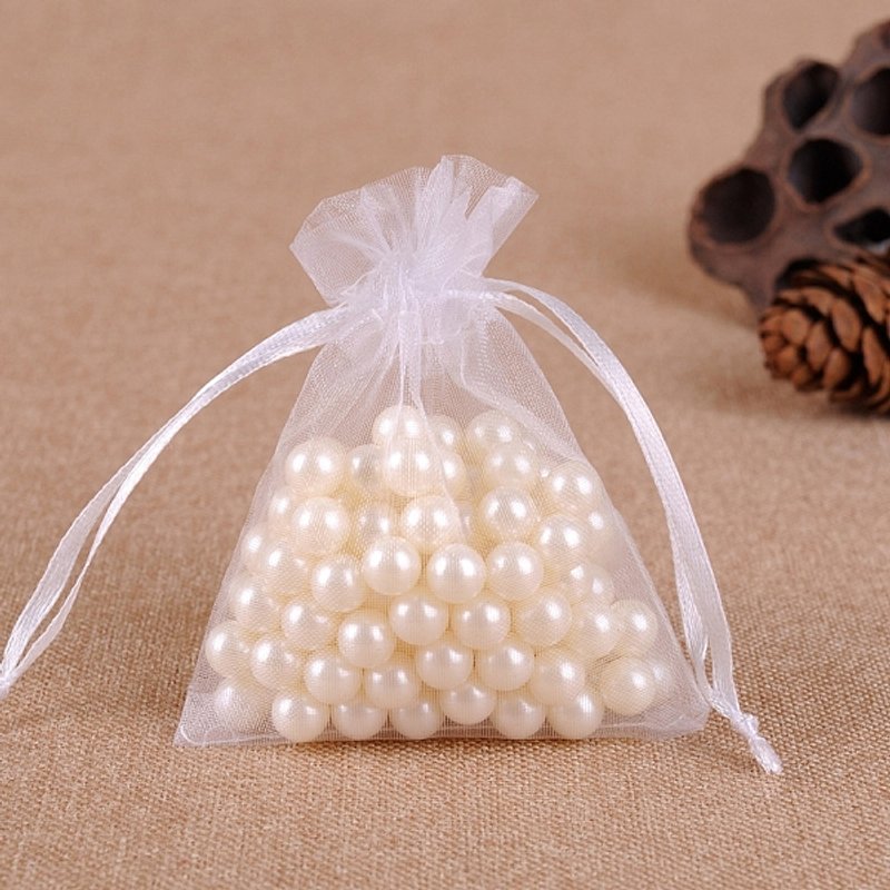 Poches de rangement en organza pour bijoux, sacs à cordon blancs — Rangement et présentation