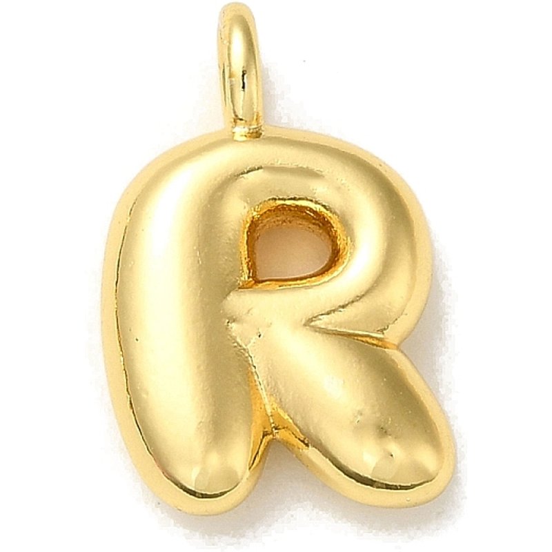 Charm en laiton lettre R en ballon, plaqué or 18K, sans cadmium ni nickel — Breloques et pendentifs