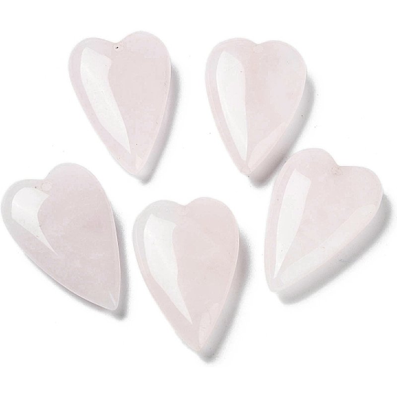 Natural Rose Quartz Love Heart Charms, 38.5-39.5mm — Charms & Pendants