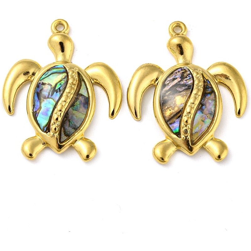 Natural Paua Shell Sea Turtle Charms with 18K Gold Plating — Charms & Pendants