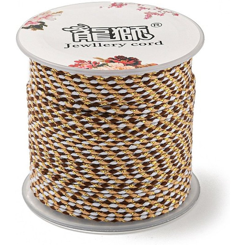 4-Ply Polycotton Cord with Gold Wire for Macrame and Crafts