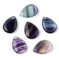 Natural Fluorite Teardrop Charms, 24.5x17x6mm — Charms & Pendants