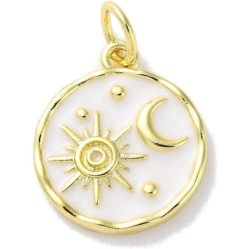 Pendentif en Émail en Laiton Plaqué avec Charme Soleil & Lune — Breloques et pendentifs