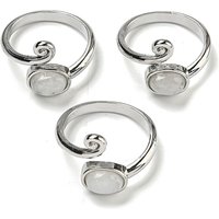 Natural Moonstone Adjustable Ring with Platinum Brass Findings — Stackable Rings