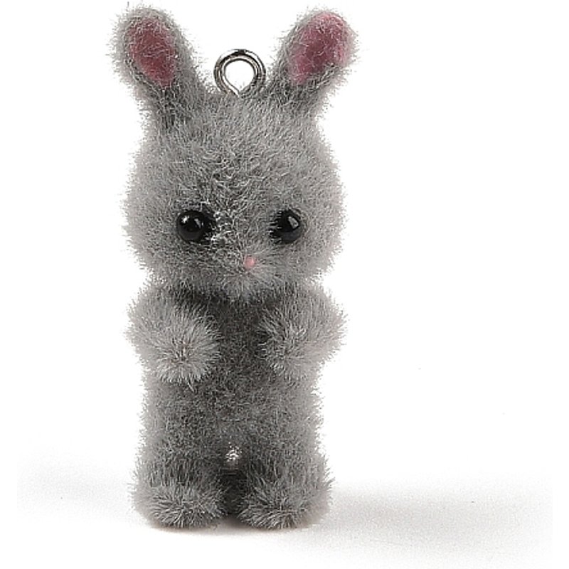 Flocking Resin Bunny Pendants with Platinum Plated Iron Loops — Charms & Pendants