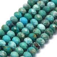 Brins de perles en turquoise naturelle HuBei, rondelles facettées, 89-90pcs — Perles à bijoux