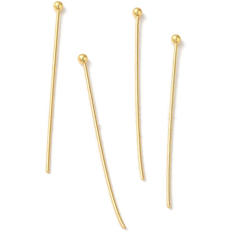 Épingles à tête boule en acier inoxydable 304, plaquées or 18K, 40mm — Accessoires pour bijoux