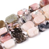 Brins de perles d'opale rose naturelle avec perles de semence, rectangle