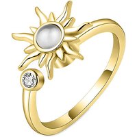 Sun Cat Eye Rotatable Open Cuff Ring for Women, Brass Fidget Spinner