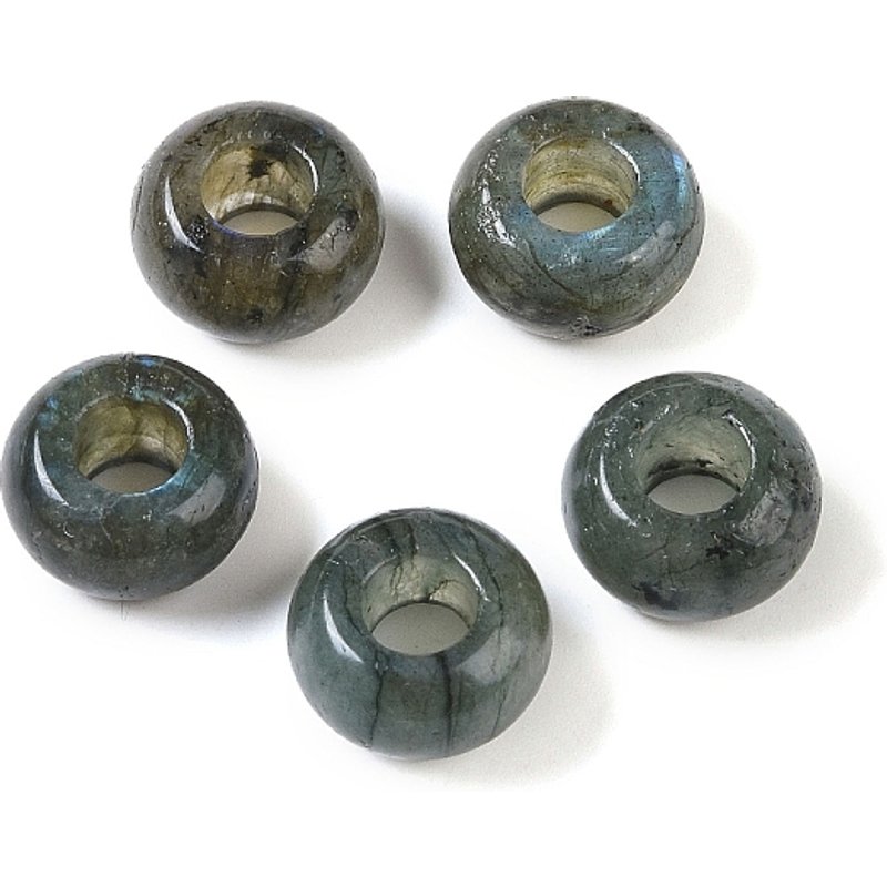 Natural Labradorite European Rondelle Beads with Large Holes — Jewelry Beads
