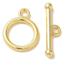Rack Plating Brass Toggle Clasps, 18K Gold Plated, Lead Free