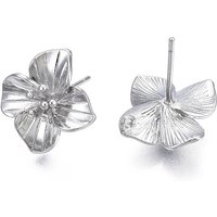 Brass Stud Earring Findings with Vertical Loop, Flower Design — Jewelry Findings