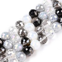 Brins de perles en verre électroplaqué, rondes facettées noires, 8mm — Perles à bijoux