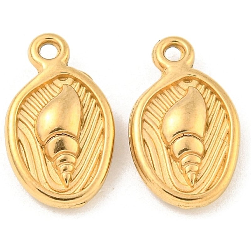 Pendants Ovales en Acier Inoxydable 304 avec Charms Conch — Breloques et pendentifs