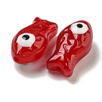 Handmade Transparent Glass Beads with Enamel, Fish Design — Jewelry Beads