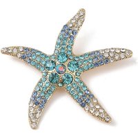 Broche en alliage de rhinestones en forme d'étoile de mer, dorée et colorée — Broches