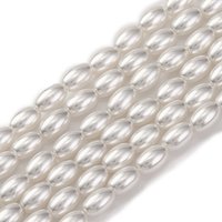 Baking Painted Pearlized Glass Bead Strands, Oval, White, 5-6x4mm — Jewelry Beads
