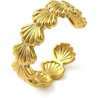 Bague Cuff en Acier Inoxydable 304 Ocean Beach, Plaqué Or 18K — Bijoux fantaisie