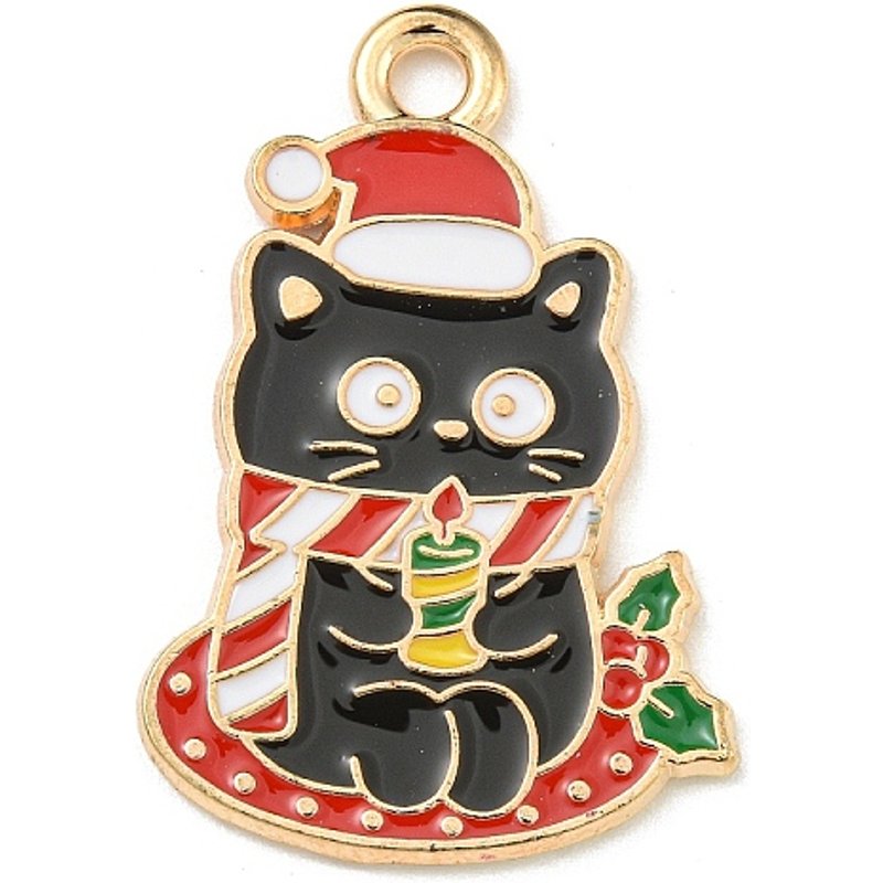 Pendentif Chat de Noël en Or Clair — Breloques et pendentifs