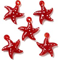 Handmade Lampwork Starfish Pendants, Bumpy, FireBrick
