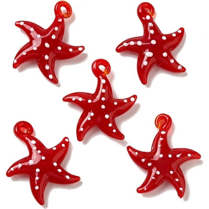 Pendentifs en Verre Soufflé à la Main, Étoile de Mer, Bumpy, FireBrick — Breloques et pendentifs