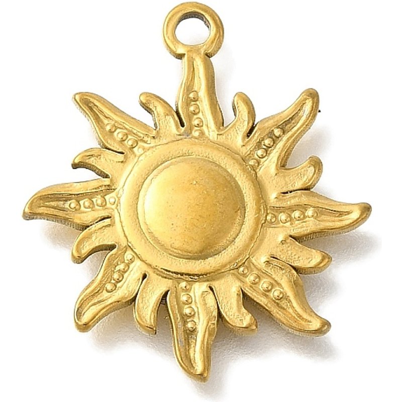 Pendentif en Acier Inoxydable 304 avec Charm Soleil et Plaquage en Or 18K — Breloques et pendentifs