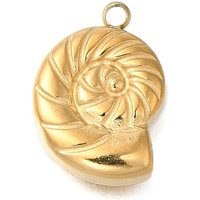 201 Stainless Steel Conch Charm Pendant, 18K Gold Plated