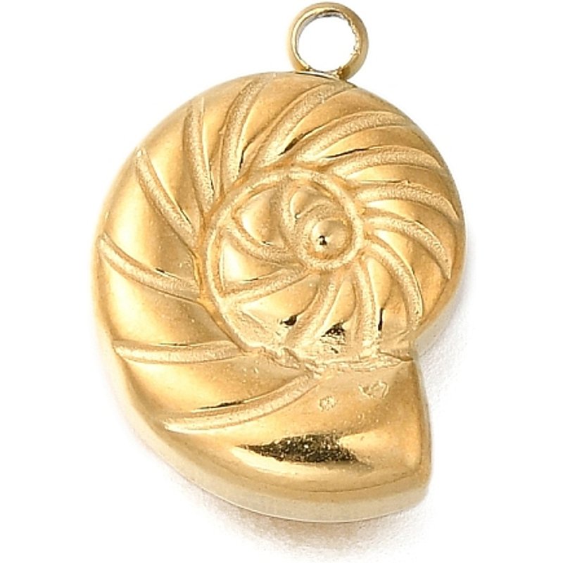 Pendentif en acier inoxydable 201 en forme de conque, plaqué or 18K — Breloques et pendentifs