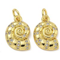 Rack Plating Brass Micro Pave Cubic Zirconia Conch Snail Pendants
