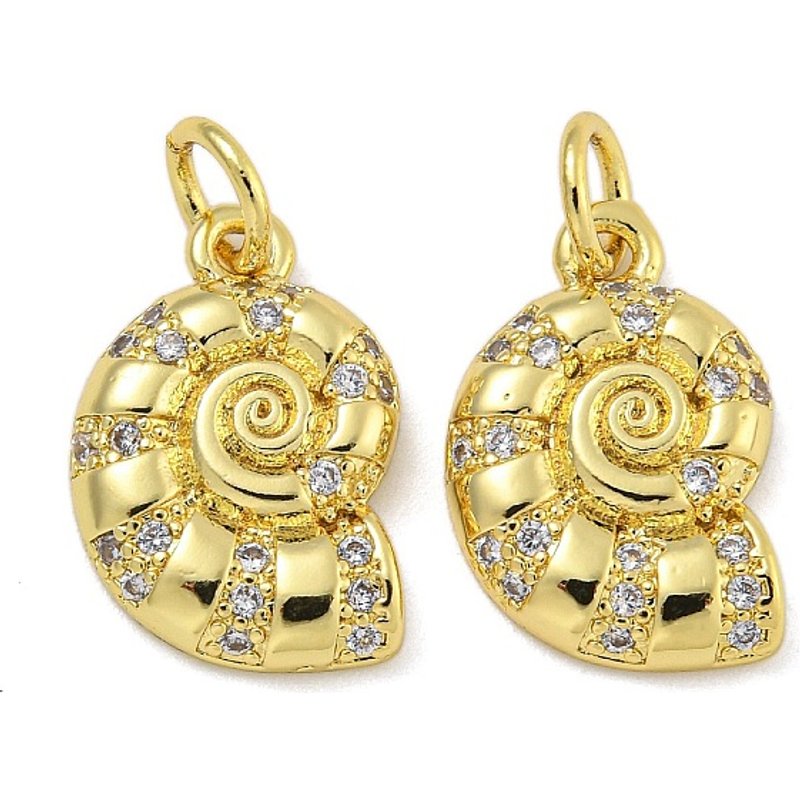 Rack Plating Brass Micro Pave Cubic Zirconia Conch Snail Pendants — Charms & Pendants