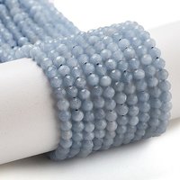 Brins de Perles d'Angelite Naturelle, Ronde Facettée, 3mm, 128pcs — Perles à bijoux