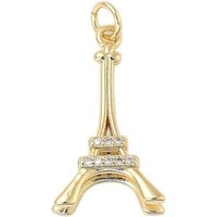 Brass Tower Charms with Cubic Zirconia and 18K Gold Plating