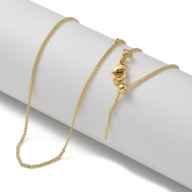 Brass Twisted Chain Necklace, Adjustable Slider, 18K Gold Plated — Pendant Necklace
