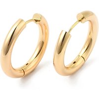 Stainless Steel Huggie Hoop Earrings, 18K Gold Plated, 24.5mm