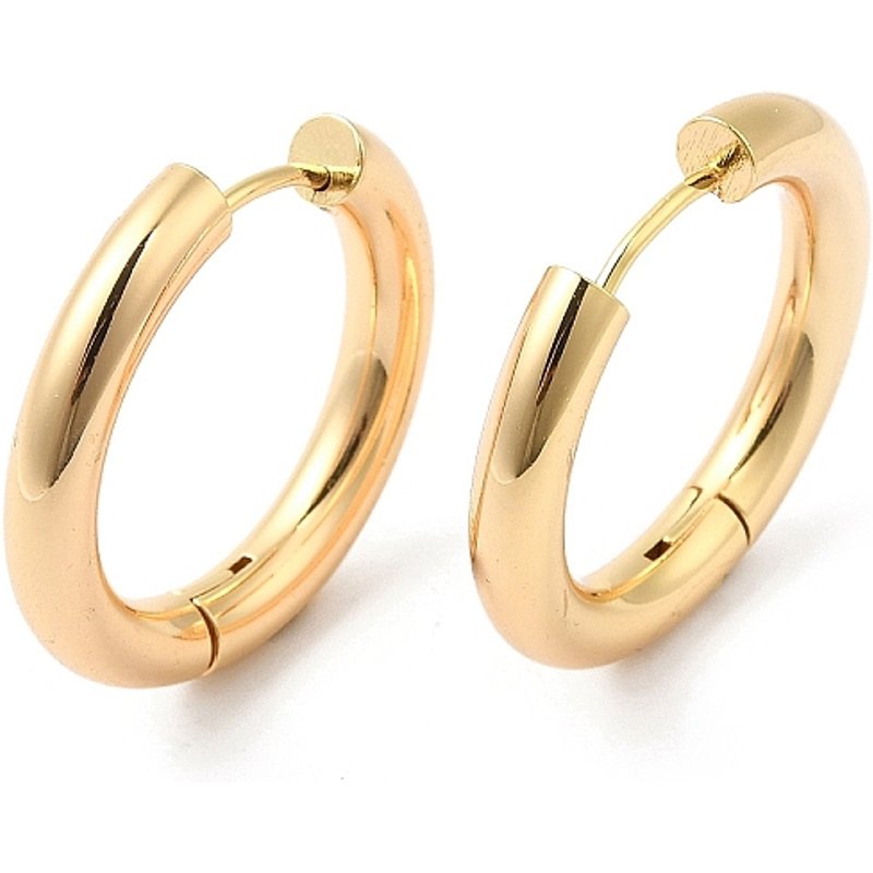 Boucles d'oreilles huggie en acier inoxydable, plaqué or 18K, 24,5mm — Boucles d'oreilles créoles
