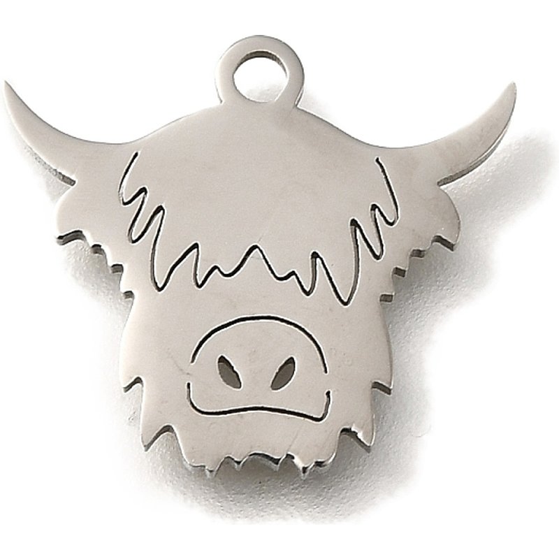 Charms de vache en acier inoxydable 201, 13.5x15mm, trou de 1.5mm — Breloques et pendentifs