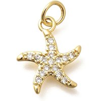 Charms en laiton micro pave étoile de mer avec anneau de saut, plaqué or 18K — Breloques et pendentifs