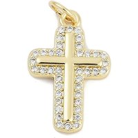 Charms en croix en zircon cubique clair micro pave en laiton, plaqué or 18K — Breloques et pendentifs