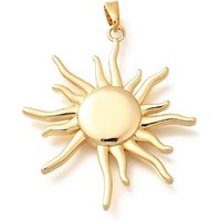 Brass Sun Charms, 18K Gold Plated, Lead Free, 33.5x30mm