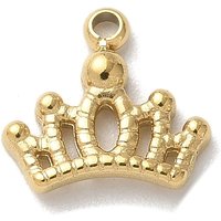 304 Stainless Steel Crown Charm with 14K Gold Plating