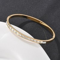 Bracelet en Acier Inoxydable 304 avec Rhinestones pour Femmes, Plaqué Or 18K — Bracelet Femme