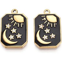 Charms Rectangulaires Soleil Lune Étoile en Acier Inoxydable 304 — Breloques et pendentifs