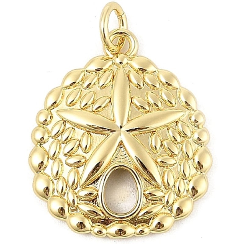 Charm en laiton en forme de dollar de sable avec anneau, plaqué or 18K — Breloques et pendentifs