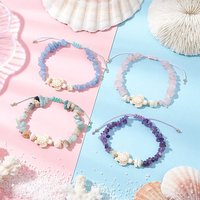 4Pcs Natural Gemstone Chip Braided Bead Bracelets with Turtle — Bracelet Women