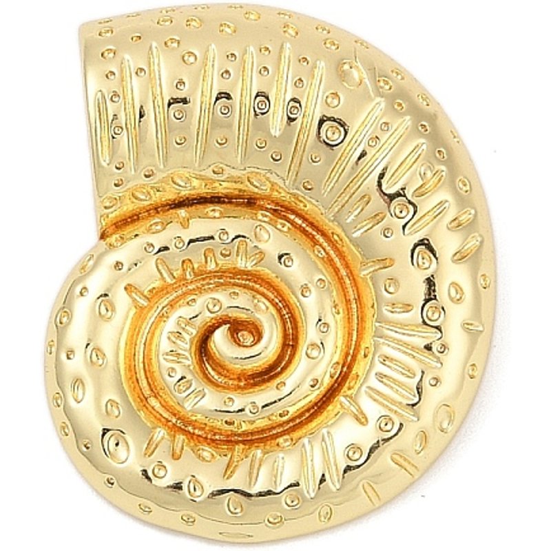 Charms en laiton, conque, plaqué or 18K, sans plomb, 24x20x9mm — Breloques et pendentifs