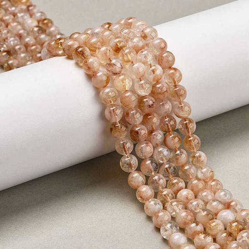 Natural Citrine Beads Strands with White Quartz Matrix, 6.5-7mm — Jewelry Beads