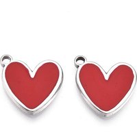 Pendentif en Acier Inoxydable 304 en Forme de Coeur avec Émail — Breloques et pendentifs