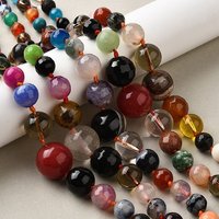Fils de perles rondes en pierres naturelles et en verre, 6-18mm — Perles à bijoux