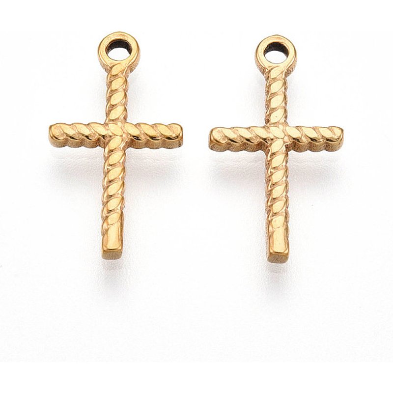Charm en croix en acier inoxydable 304 avec plaquage en or 18K — Breloques et pendentifs